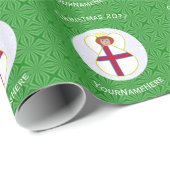 Persoonlijke Faroe-eilander engel kerst vlag Cadeaupapier (Rol Hoek)