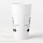 Persoonlijke 'Father of The Groom' Monogram Vlinde Latte Mok (Voorkant)