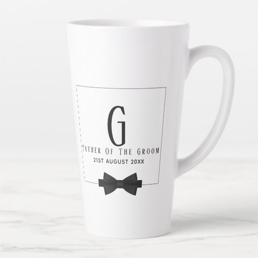 Persoonlijke 'Father of The Groom' Monogram Vlinde Latte Mok (Rechts)