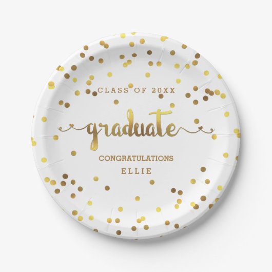Persoonlijke Faux Gold Foil Confetti Afstuderen Papieren Bordje (Voorkant)