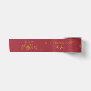 Persoonlijke Faux-Gold Foil Merry-kerst Satijnen Lint