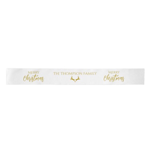 Persoonlijke Faux-Gold Foil Merry-kerst Satijnen Lint (Voorkant)