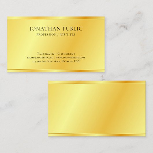 Persoonlijke Faux Gold Metallic look Elegant Visitekaartje (Voorkant / Achterkant)