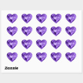 Persoonlijke Faux Shiny Amethyst Paarse Gemstone Hart Sticker (Vel)