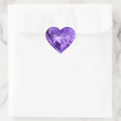 Persoonlijke Faux Shiny Amethyst Paarse Gemstone Hart Sticker (Tas)