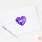 Persoonlijke Faux Shiny Amethyst Paarse Gemstone Hart Sticker (Envelop)