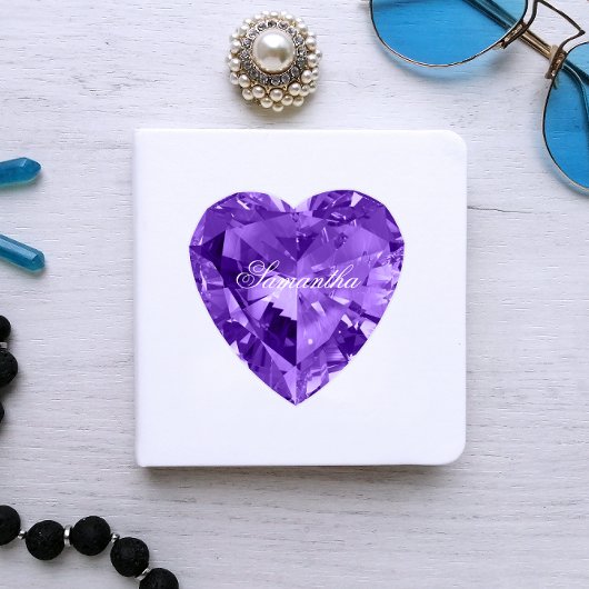 Persoonlijke Faux Shiny Amethyst Paarse Gemstone Sticker