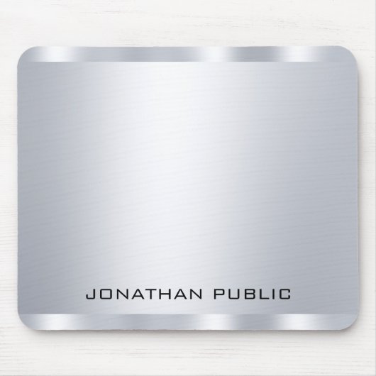 Persoonlijke Faux Silver Metallic look-Sjabloon Muismat (Voorkant)