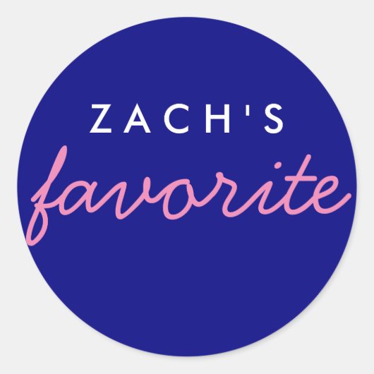 Persoonlijke favoriete marine en roze ronde sticker (Voorkant)