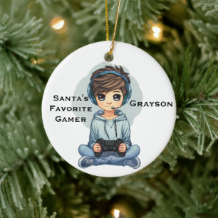 Persoonlijke favoriete videogamer van de Kerstman Keramisch Ornament
