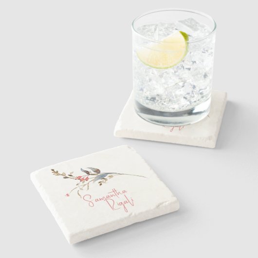 Persoonlijke Favorieten Waterverf Botanische Besse Stenen Onderzetter (Zijkant)