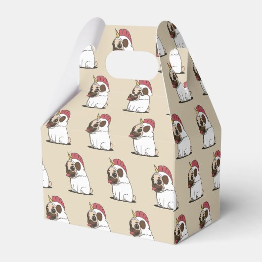 Persoonlijke Fawn PUGS Eenhoorn Favor Gable Doos Bedankdoosjes (Achterkant)