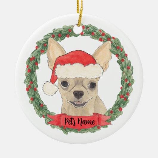 Persoonlijke Fawn Tan Cream Chihuahua Keramisch Ornament (Voorkant)