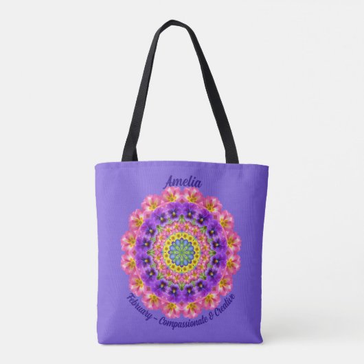 Persoonlijke februari geboortemaand bloem elegant tote bag (Achterkant)