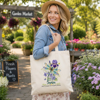 Persoonlijke februarigeboorte bloem Iris Libel Tote Bag