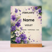 Persoonlijke februarigeboortebloem Violet Acryl Bord (Neutraal)