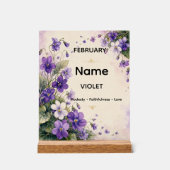 Persoonlijke februarigeboortebloem Violet Acryl Bord (Voorkant)