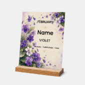 Persoonlijke februarigeboortebloem Violet Acryl Bord (Hoek)
