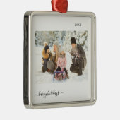 Persoonlijke feestdag 2 Foto modern 2022 Metalen Ornament (Rechts)