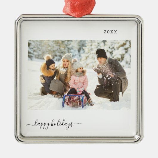 Persoonlijke feestdag 2 Foto modern 2022 Metalen Ornament (Voorkant)