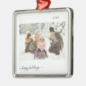 Persoonlijke feestdag 2 Foto modern 2022 Metalen Ornament (Links)