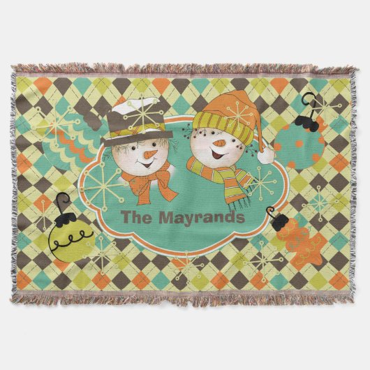 Persoonlijke feestdag in Argyle Snowmen Deken (Voorkant)