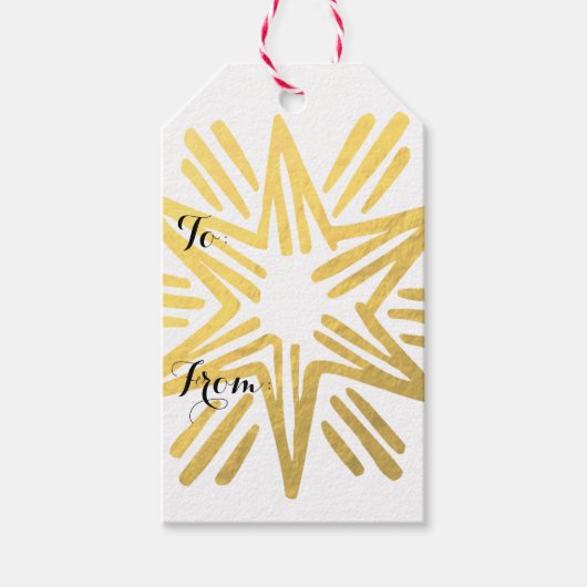 Persoonlijke feestdag met Trendy Gold Foil Star Cadeaulabel (Voorkant)