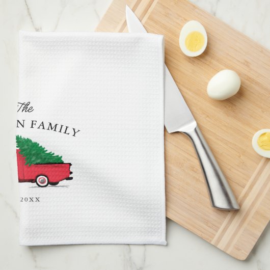 Persoonlijke feestdag rood  vrachtwagen theedoek (Quarter Fold)