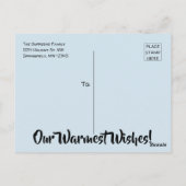 Persoonlijke feestdag: "Van thuis naar huis" Briefkaart (Achterkant)