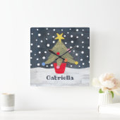 Persoonlijke feestelijke kerstboom vierkante klok (Huis)