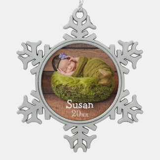 Persoonlijke feestelijke kerstfeestdagen tin sneeuwvlok ornament