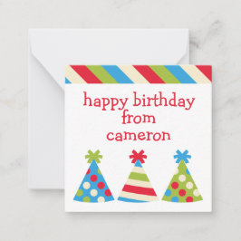 Persoonlijke feesthoeden cadeau bijgevoegde kaartj notitiekaartje