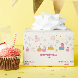 Persoonlijke Felgekleurde Taarten Met Confetti & V Cadeaupapier