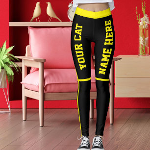 Persoonlijke Felgele Zwarte Strepen Katten Namen Leggings