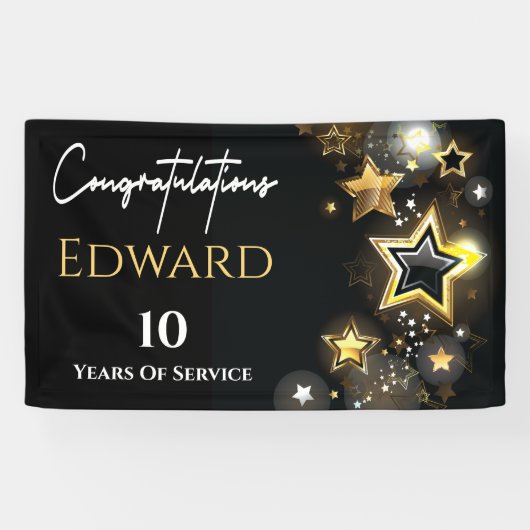 Persoonlijke Felicitaties Aangepaste Gouden Ster Spandoek (Horizontaal)