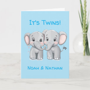 Persoonlijke felicitaties kaart, tweeling baby's kaart