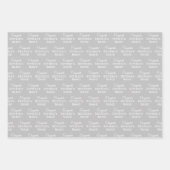 Persoonlijke felicitaties Naam, Wit op Zilver Inpakpapier Vel (Voorkant 3)