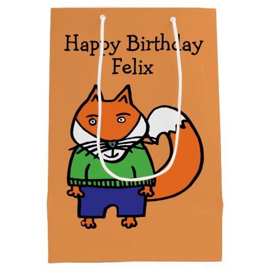 Persoonlijke Felix de Vos Gelukkige Verjaardag Medium Cadeauzakje (Achterkant)