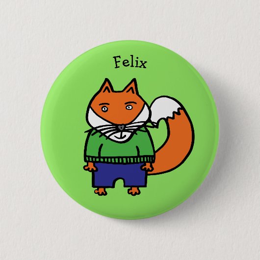 Persoonlijke Felix de Vos Ronde Button 5,7 Cm (Voorkant)