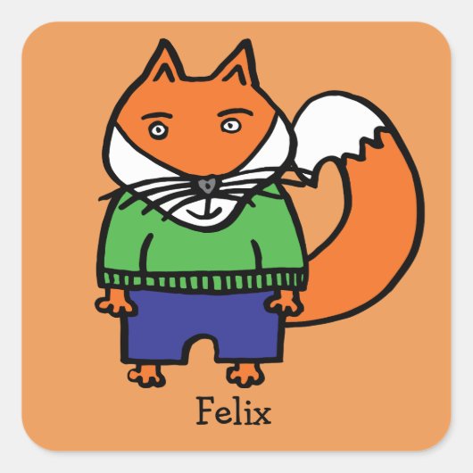 Persoonlijke Felix de Vos Vierkante Sticker (Voorkant)