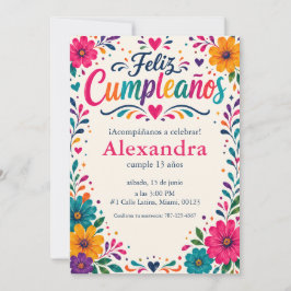 Persoonlijke Feliz Cumpleaños Spaanse Bloemrijke F Kaart