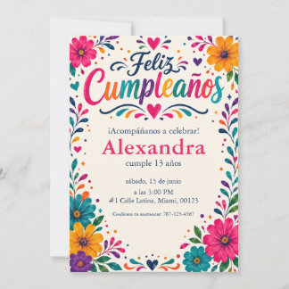 Persoonlijke Feliz Cumpleaños Spaanse Bloemrijke F Kaart