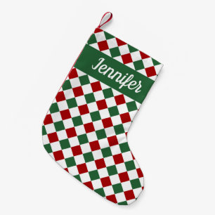 Persoonlijke Festive Groen Geruit Kleine Kerstsok