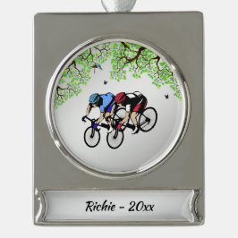 Persoonlijke fiets verzilverd banner ornament