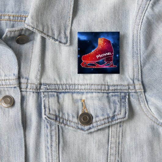 Persoonlijke Figuurschaats Space Boot Vierkante Button 5,1 Cm (In situ)