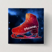 Persoonlijke Figuurschaats Space Boot Vierkante Button 5,1 Cm (Voorkant)