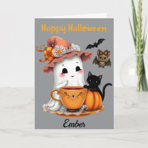 Persoonlijke Fijne Halloween Lieve Geest, Kat, Vle Kaart