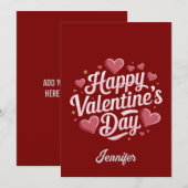 Persoonlijke fijne Valentijnsdag rode hart Feestdagenkaart (Voorkant / Achterkant)