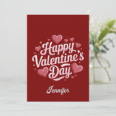 Persoonlijke fijne Valentijnsdag rode hart Feestdagenkaart (Staand voorkant)