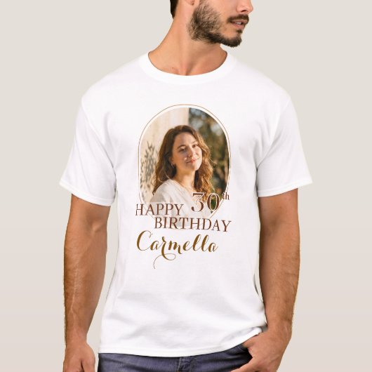Persoonlijke Fijne Verjaardag Tshirt Aangepaste Fo (Voorkant)
